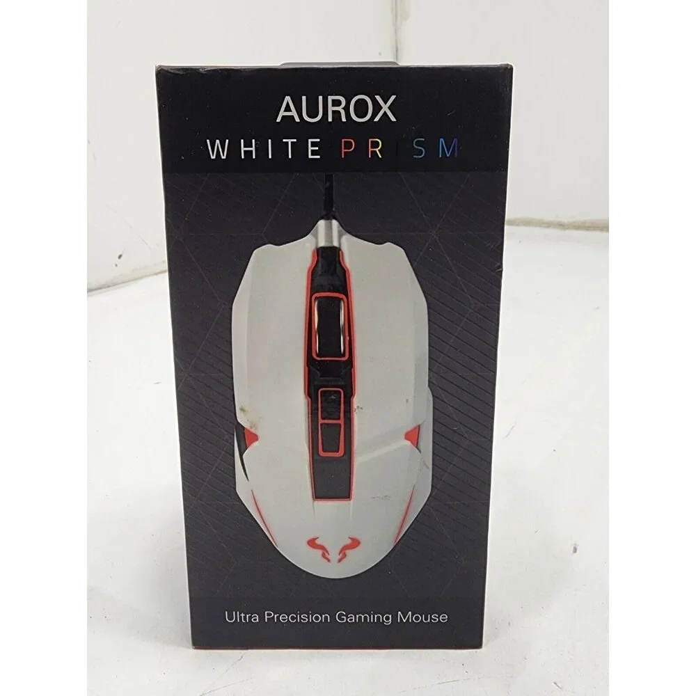 RioToro Aurox White Prism Ultra Precision Wired Gaming Mouse MR800XPW Open Box